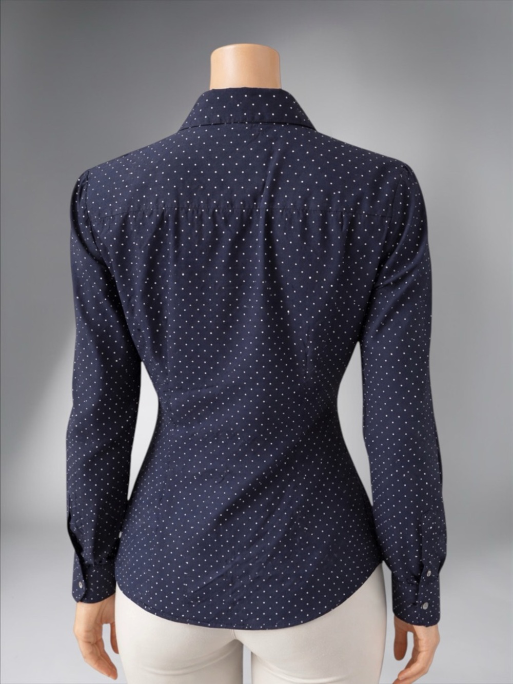 Women's Navy Polka Dot Button-Down Shirt - Picture 7 of 13